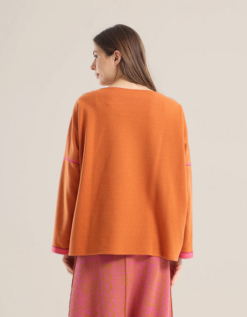 Oversized jacquard sweater with long sleeves